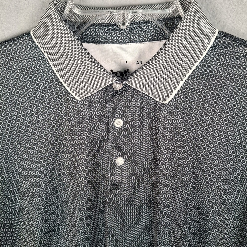 Hickey Freeman Golf Polo Shirt Men XL Gray Geometric Performance Floral Star